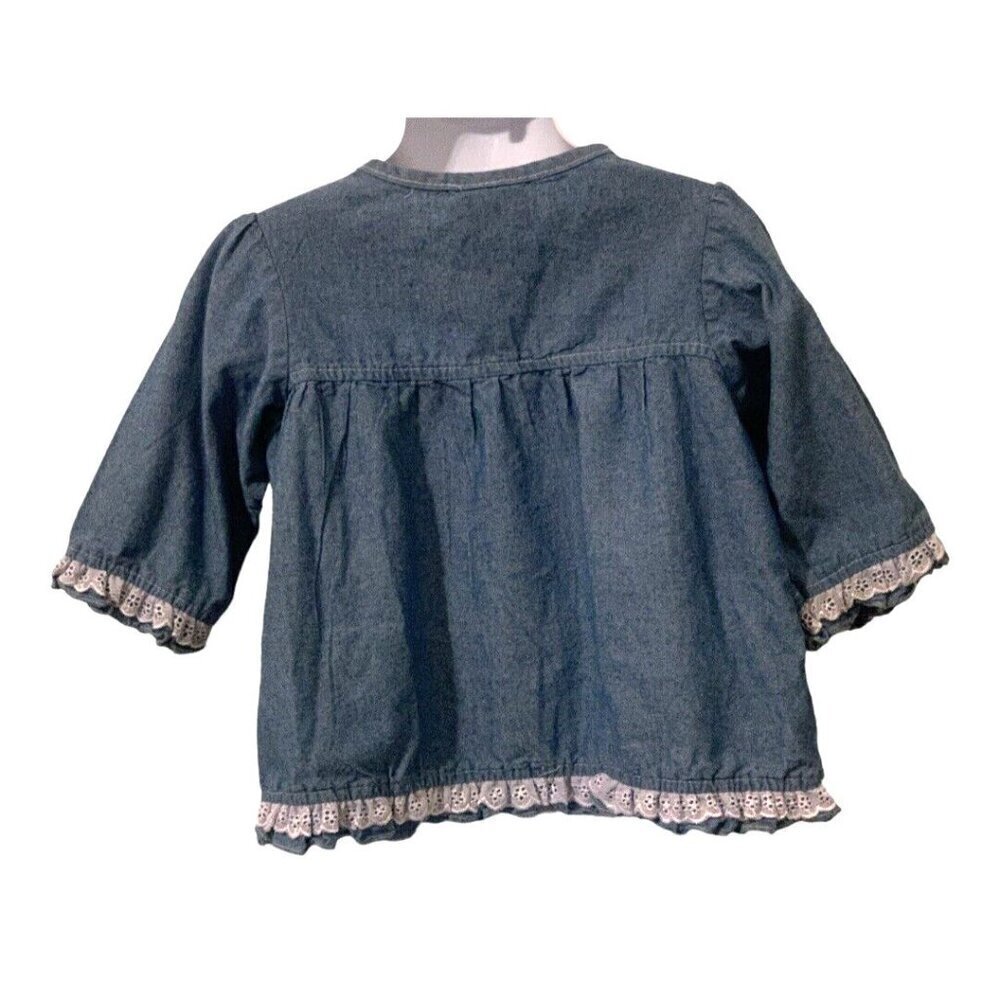 Duck Duck Goose Girls Denim Lace Floral Top Size 4T Long Sleeve